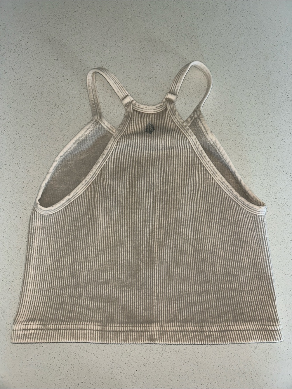 FP Movement Ribbed High-Neck Crop Tank Top - Beige